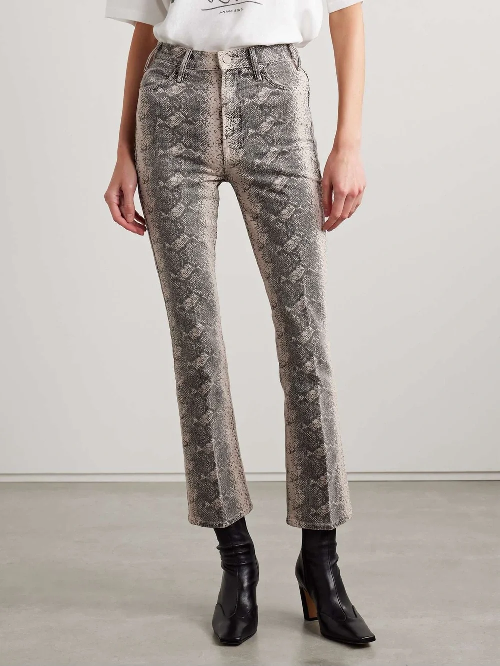 Mother Snake-Print Straight Jeans - Picture 1 of 7